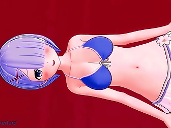 Red-Hot Rem In A Scorching Bikini And High Socks Combo - A Sensual Feast For Your Eyes!